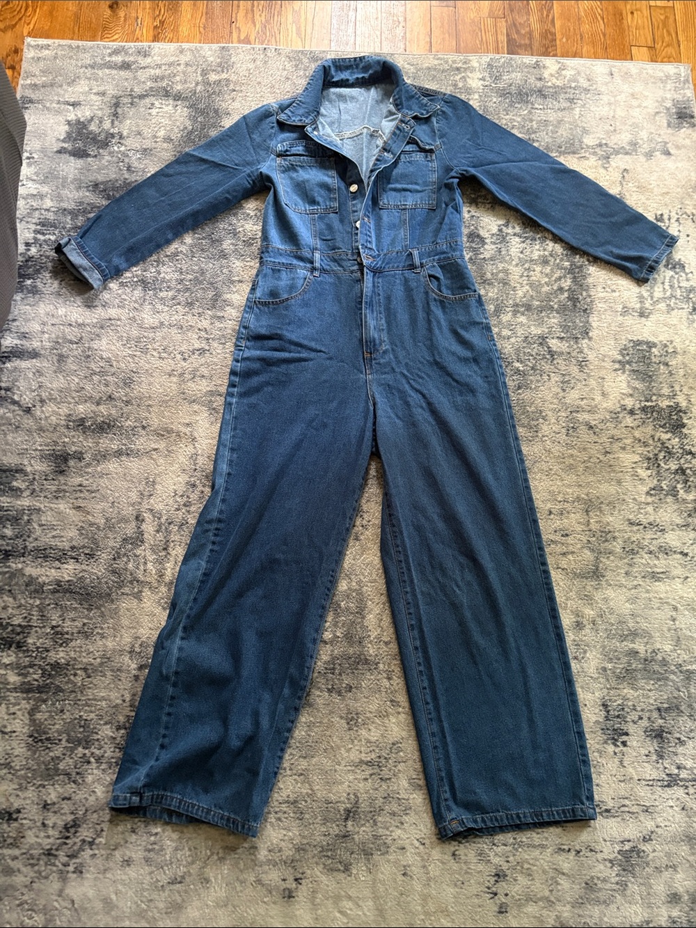 SHEIN Dark Blue Denim Jumpsuit